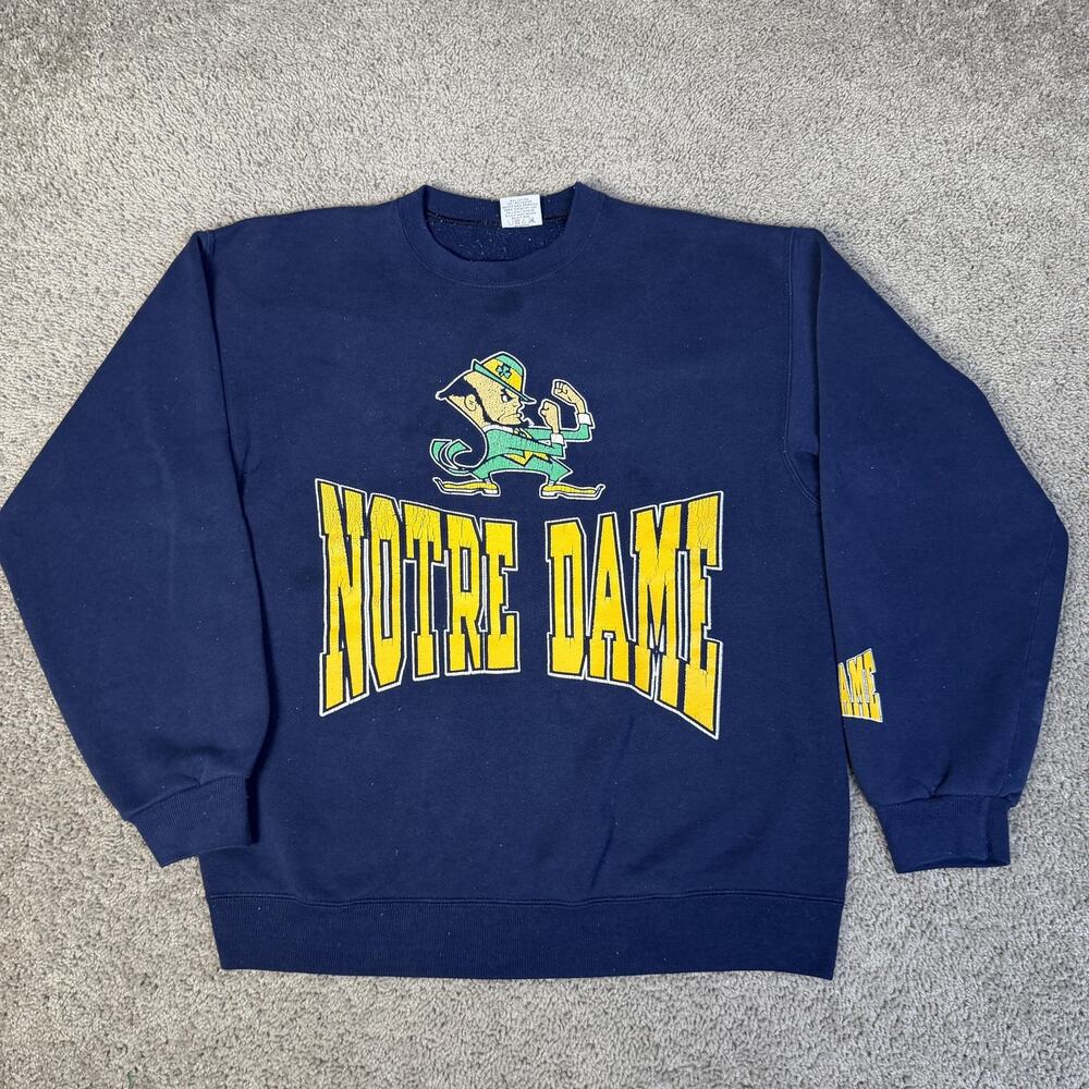 Notre Dame Fighting Irish Sweatshirt Mens L Blue NCAA Football 20/20 Crewneck